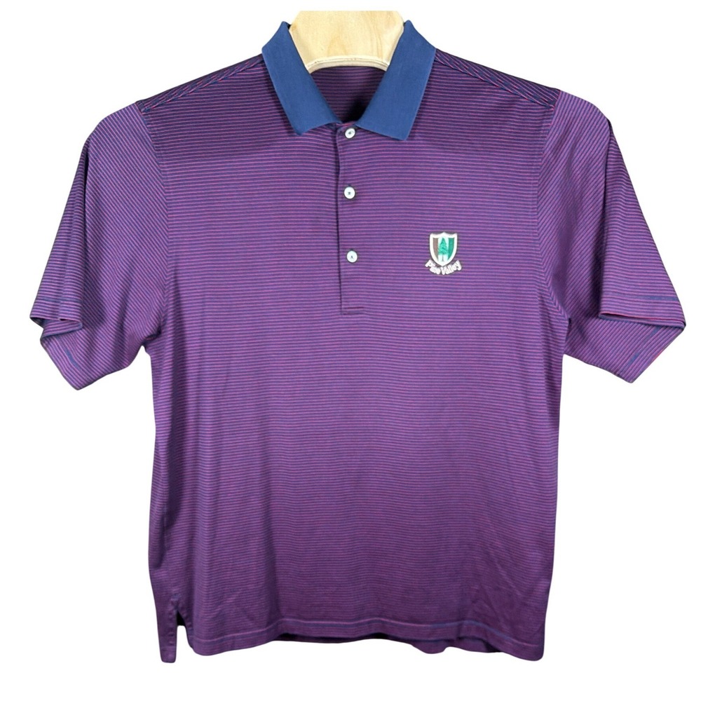 Pine Valley Fairway & Greene Mens Pureformance Polo Shirt‎ Purple Striped Large
